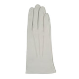 Women's three point leather gloves silver, right hand.