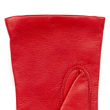 DENTS women’s three-point lined leather gloves in berry – left cuff