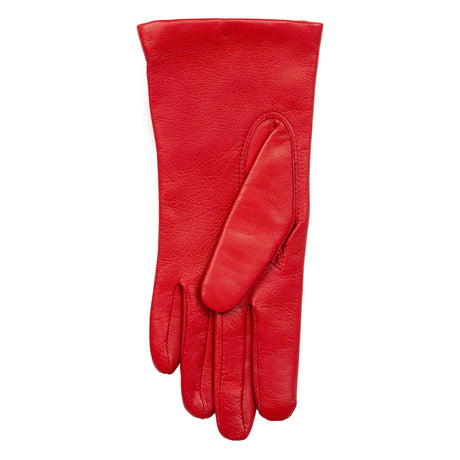 DENTS women’s three-point lined leather gloves in berry – left hand