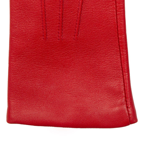 DENTS women’s three-point lined leather gloves in berry – right cuff