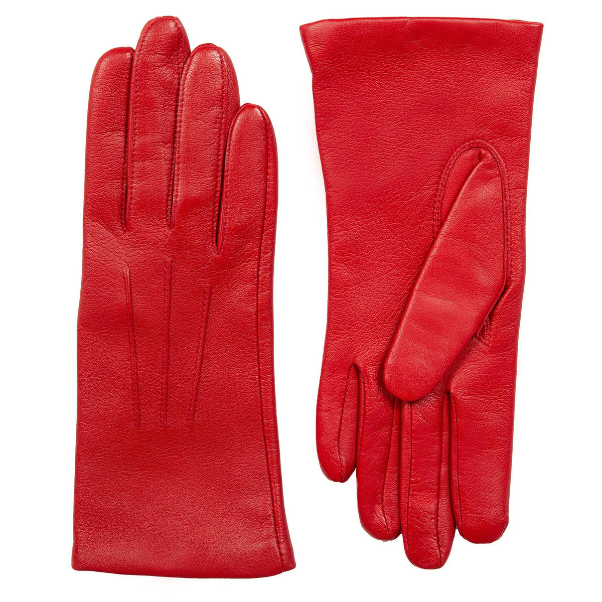 DENTS women’s three-point lined leather gloves in berry – side