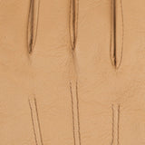 Women's Three Point Silk-Lined Leather Gloves Toffee fingers