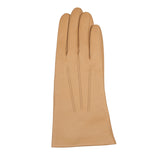 Women's Three Point Silk-Lined Leather Gloves Toffee right