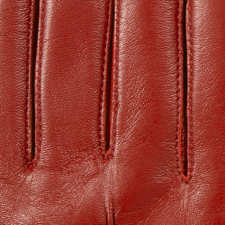 Women's touchscreen single-point faux fur lined leather gloves in berry fingers