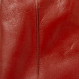 Women's touchscreen single-point faux fur lined leather gloves in berry stitching