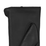 Women's touchscreen single-point faux fur lined leather gloves in black left cuff