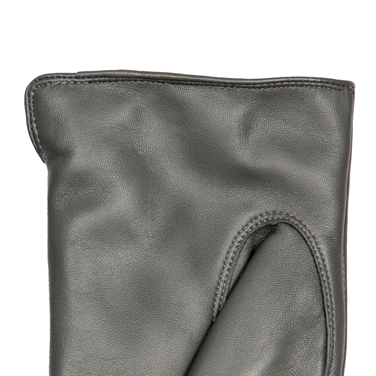 Women's Charcoal Touchscreen Single Point Faux Fur Lined Leather Gloves Left Cuff