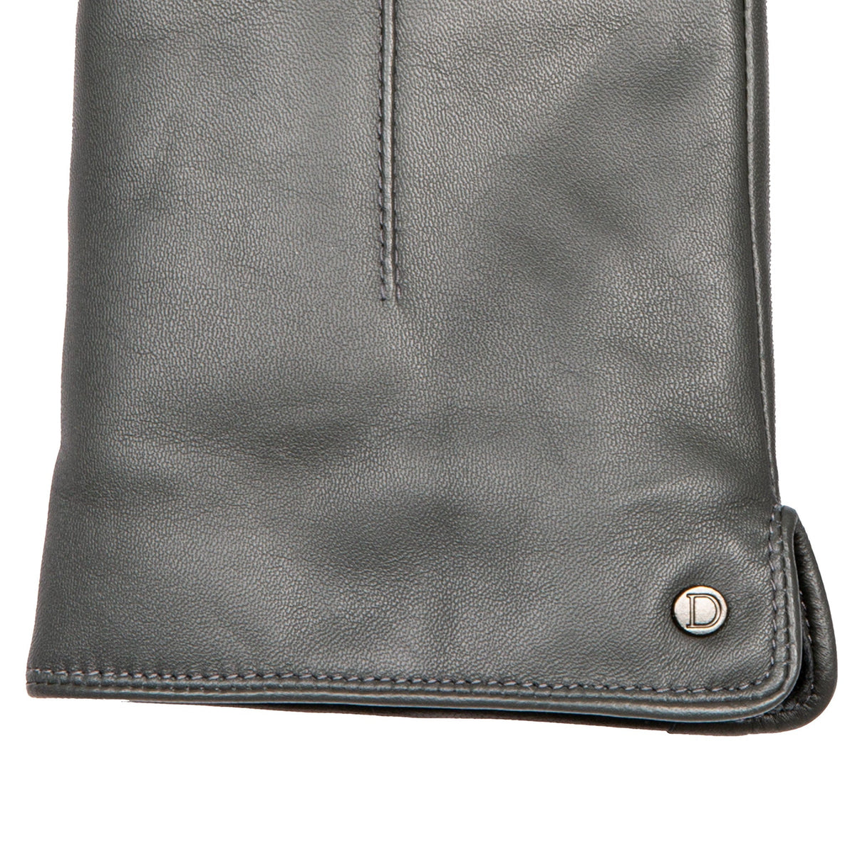 Women's Charcoal Touchscreen Single Point Faux Fur Lined Leather Gloves Right Cuff