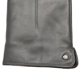 Women's Charcoal Touchscreen Single Point Faux Fur Lined Leather Gloves Right Cuff