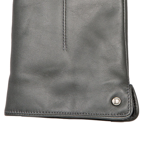 Women's Charcoal Touchscreen Single Point Faux Fur Lined Leather Gloves Right Cuff