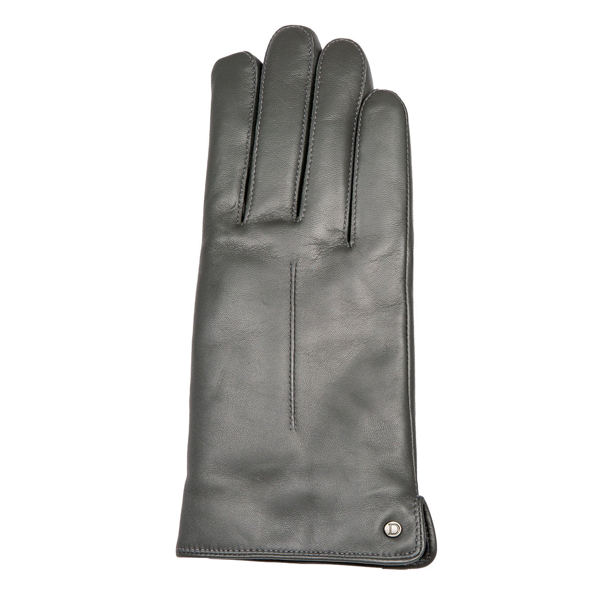 Women's Charcoal Touchscreen Single Point Faux Fur Lined Leather Gloves Right Hand