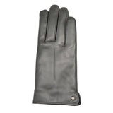Women's Charcoal Touchscreen Single Point Faux Fur Lined Leather Gloves Right Hand