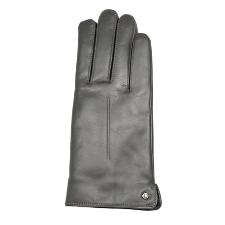 Women's Charcoal Touchscreen Single Point Faux Fur Lined Leather Gloves Right Hand