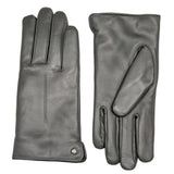 Women's Charcoal Touchscreen Single Point Faux Fur Lined Leather Gloves Side by Side