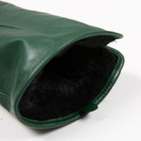 Women's Forest Touchscreen Single Point Faux Fur Lined Leather Gloves Open Cuff