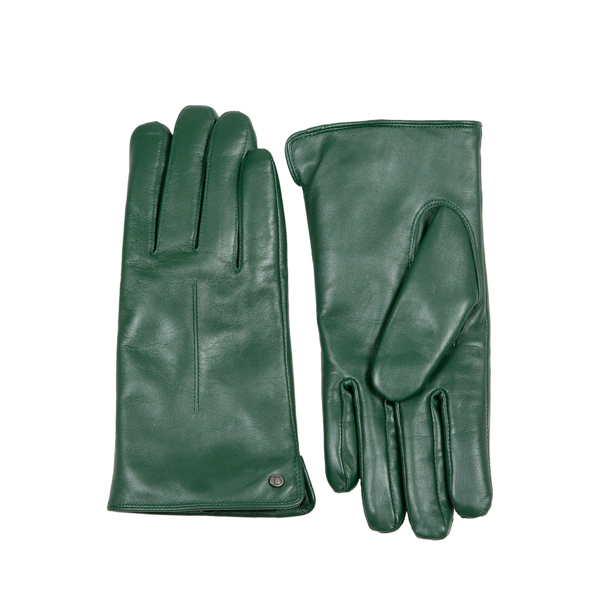 Women's Forest Touchscreen Single Point Faux Fur Lined Leather Gloves Side by Side