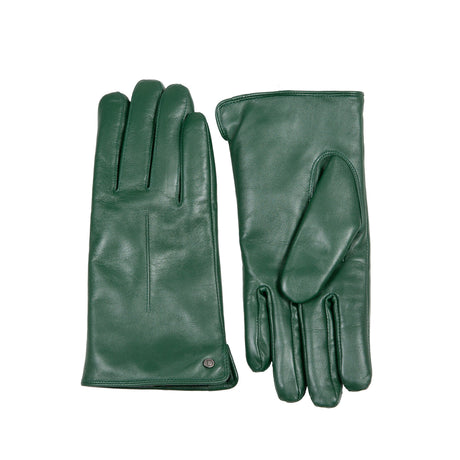 Women's Forest Touchscreen Single Point Faux Fur Lined Leather Gloves Side by Side