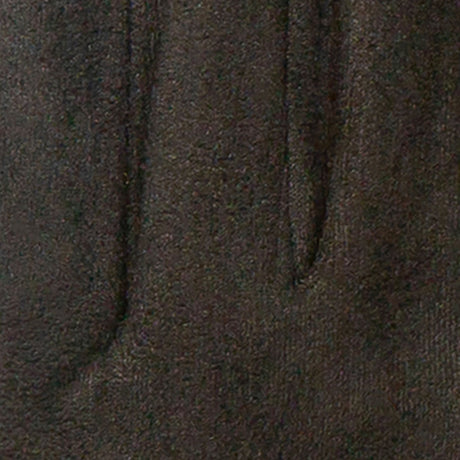 Women's touchscreen velour-lined faux suede gloves with faux fur cuffs in black fingers