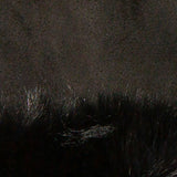 Women's touchscreen velour-lined faux suede gloves with faux fur cuffs in black material