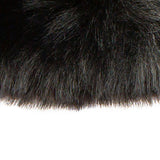 Women's touchscreen velour-lined faux suede gloves with faux fur cuffs in black right cuff
