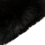 Women's touchscreen velour-lined faux suede gloves with faux fur cuffs in berry/black closeup