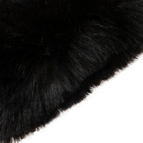 Women's touchscreen velour-lined faux suede gloves with faux fur cuffs in berry/black closeup