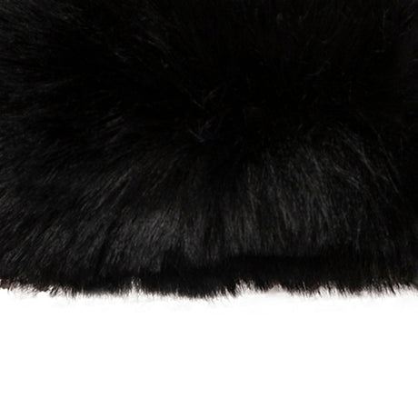Women's touchscreen velour-lined faux suede gloves with faux fur cuffs in berry/black right cuff