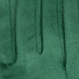 Women's touchscreen velour-lined faux suede gloves with faux fur cuffs in emerald/chocolate fingers