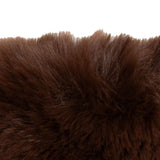 Women's touchscreen velour-lined faux suede gloves with faux fur cuffs in emerald/chocolate left cuff