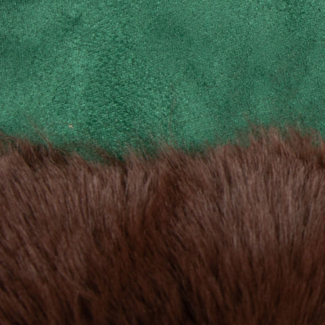 Women's touchscreen velour-lined faux suede gloves with faux fur cuffs in emerald/chocolate material