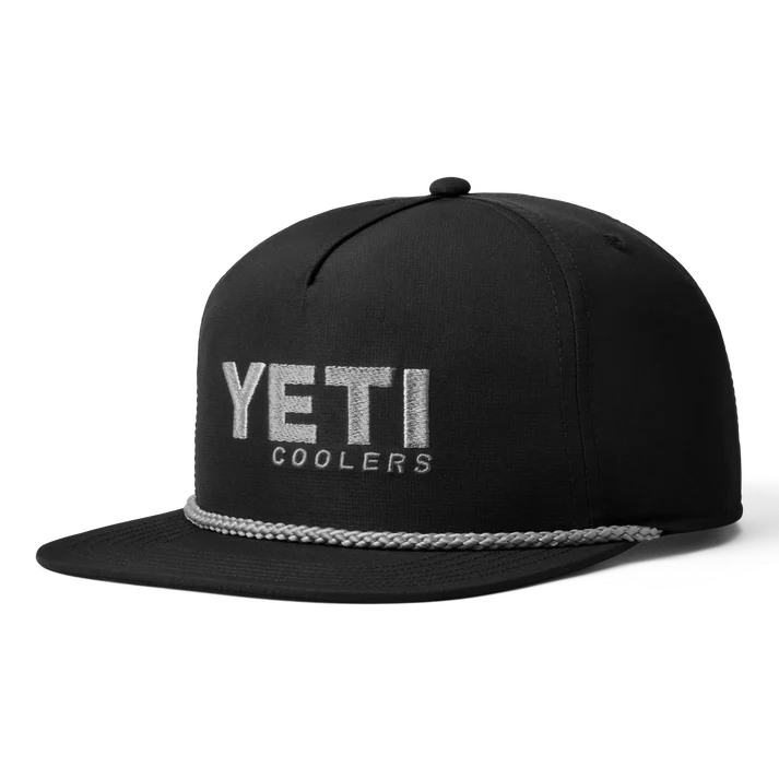 YETI COOLERS Mid Pro Flat Brim Rope Hat – Black