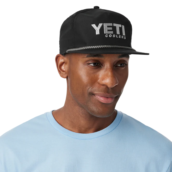 YETI COOLERS Mid Pro Flat Brim Rope Hat – Black