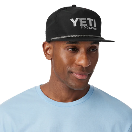 YETI COOLERS Mid Pro Flat Brim Rope Hat – Black