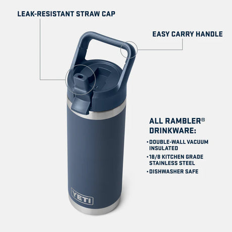 YETI Rambler 18 OZ (532ml) Bottle With Straw Cap - Black Forest Green