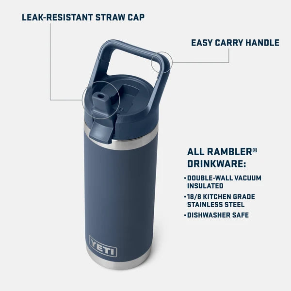 YETI Rambler 18 OZ (532ml) Bottle With Straw Cap - Olive / King Crab
