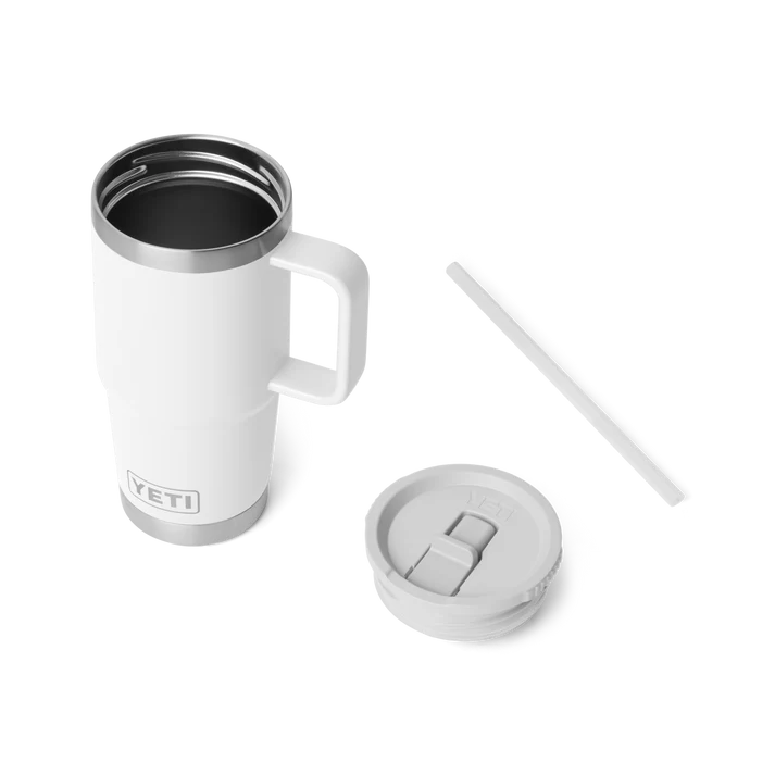 YETI Rambler 20 OZ (591ml) Travel Mug With Straw Lid - White