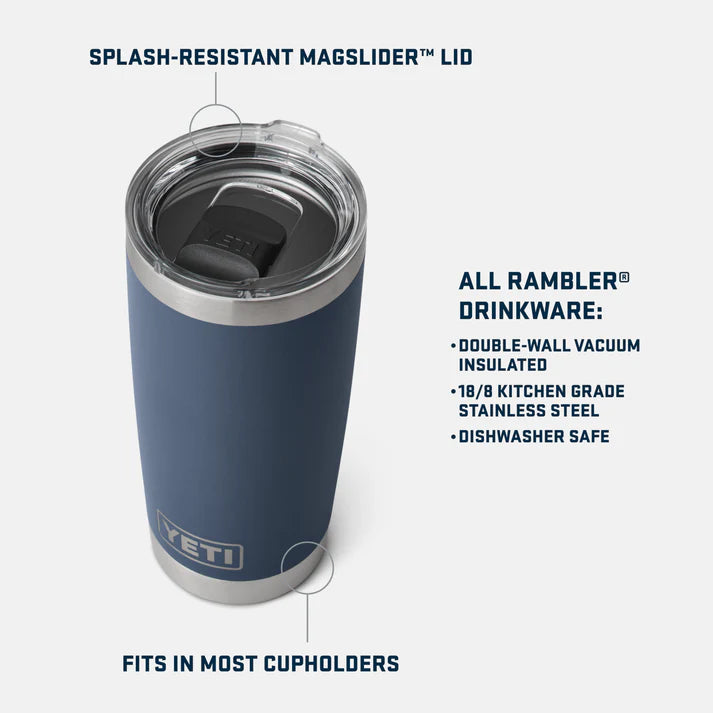 YETI Rambler 20 OZ (591ml) Tumbler With Magslider Lid - Features