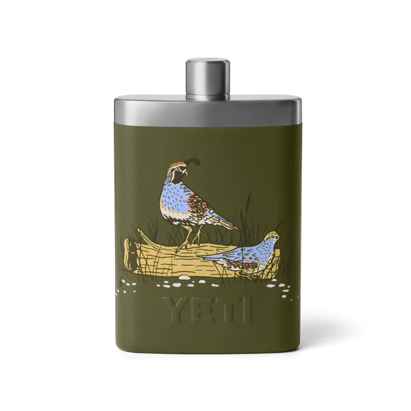 YETI Rambler 7 OZ Flask - Upland Birds Olive