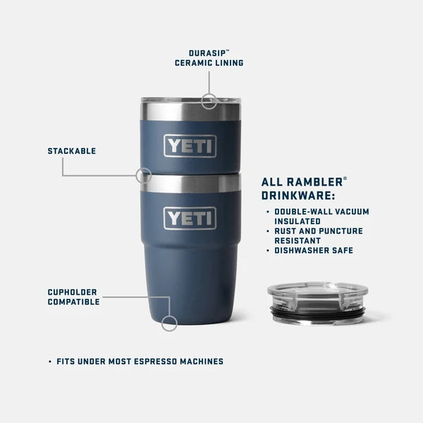 YETI Rambler 8 OZ (237ml) Stackable Cup With DuraSip™ Ceramic Lining - Olive / King Crab