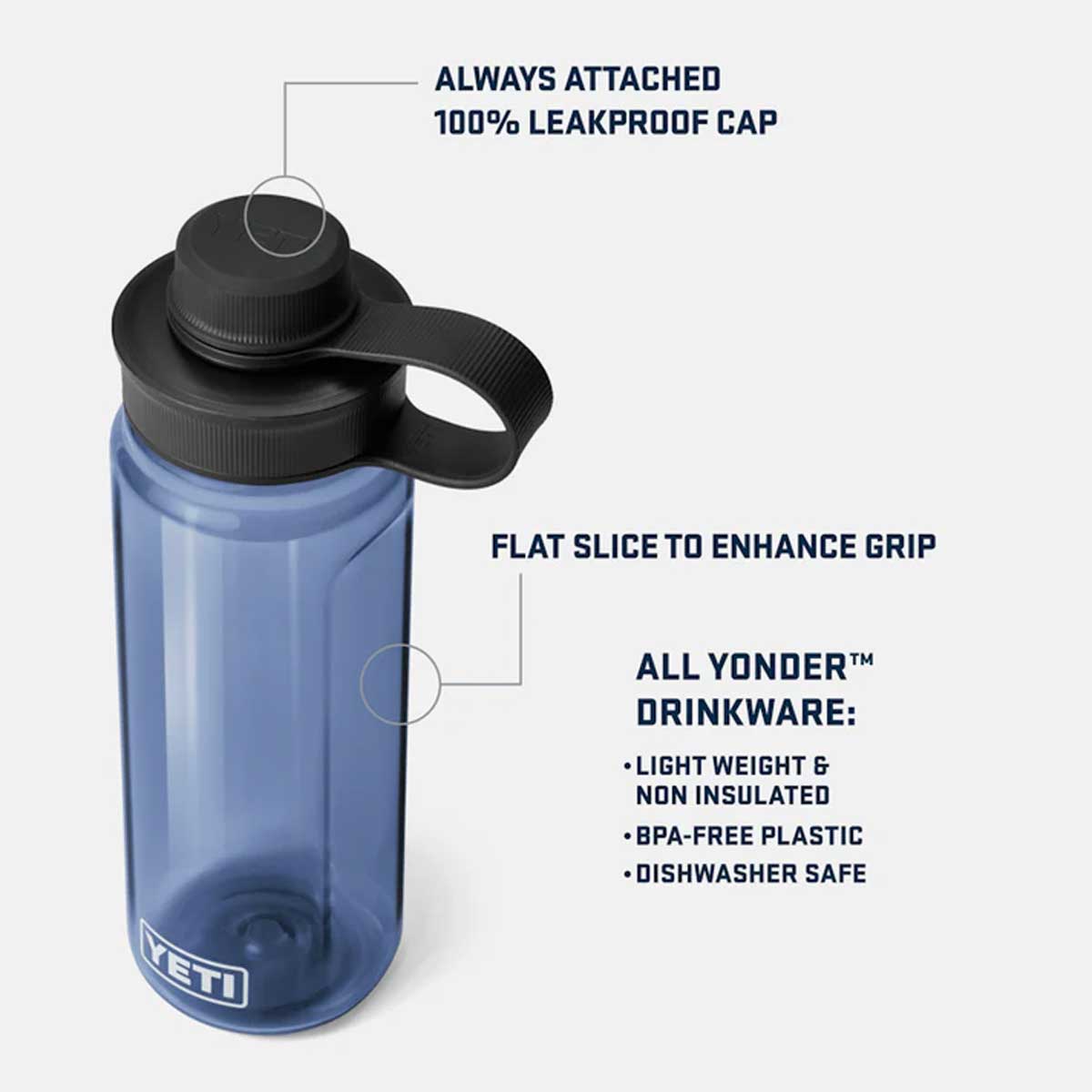 YETI Yonder 25 OZ (750ml) Water Bottle with Tether Cap - Charcoal