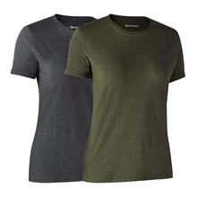 Load image into Gallery viewer, DEERHUNTER Ladies Basic T-Shirt 2 Pack - Adventure Green Melange
