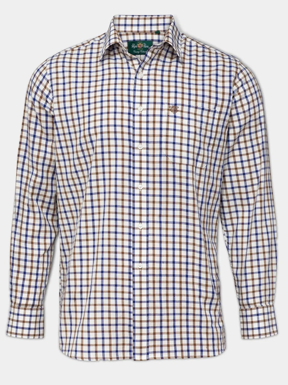 ALAN PAINE Ilkley Mens Country Check Shooting Shirt - Blue & Brown