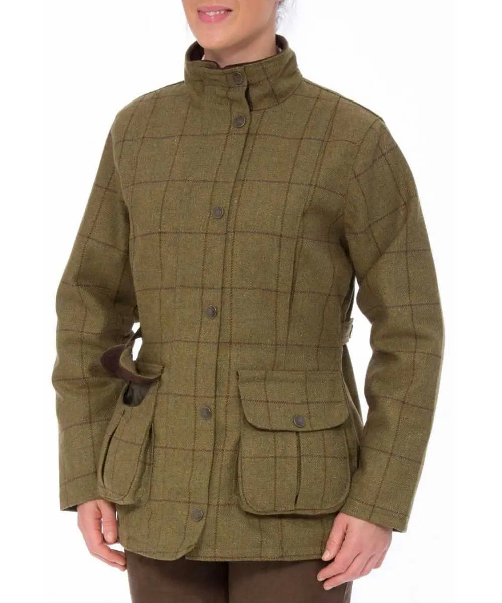 ALAN PAINE - Ladies Rutland Tweed Waterproof Shooting Coat - Lichen