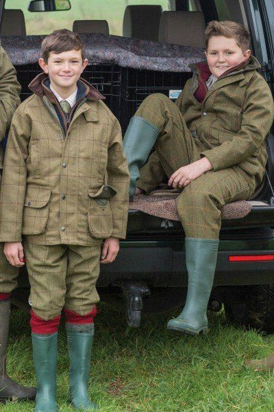 ALAN PAINE Rutland Shooting Coat Kids Waterproof Tweed Lichen