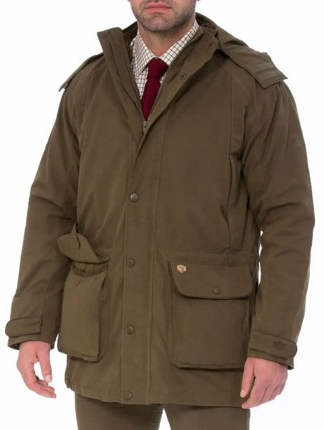 ALAN PAINE Dunswell Mens Waterproof Shooting Coat - Olive Alan Paine