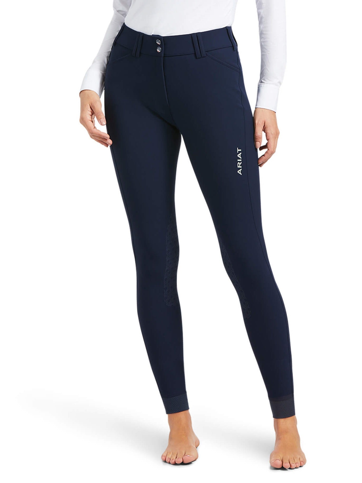 60% OFF - ARIAT Tri Factor Knee Patch Breeches - Womens -  Navy - Size: 34