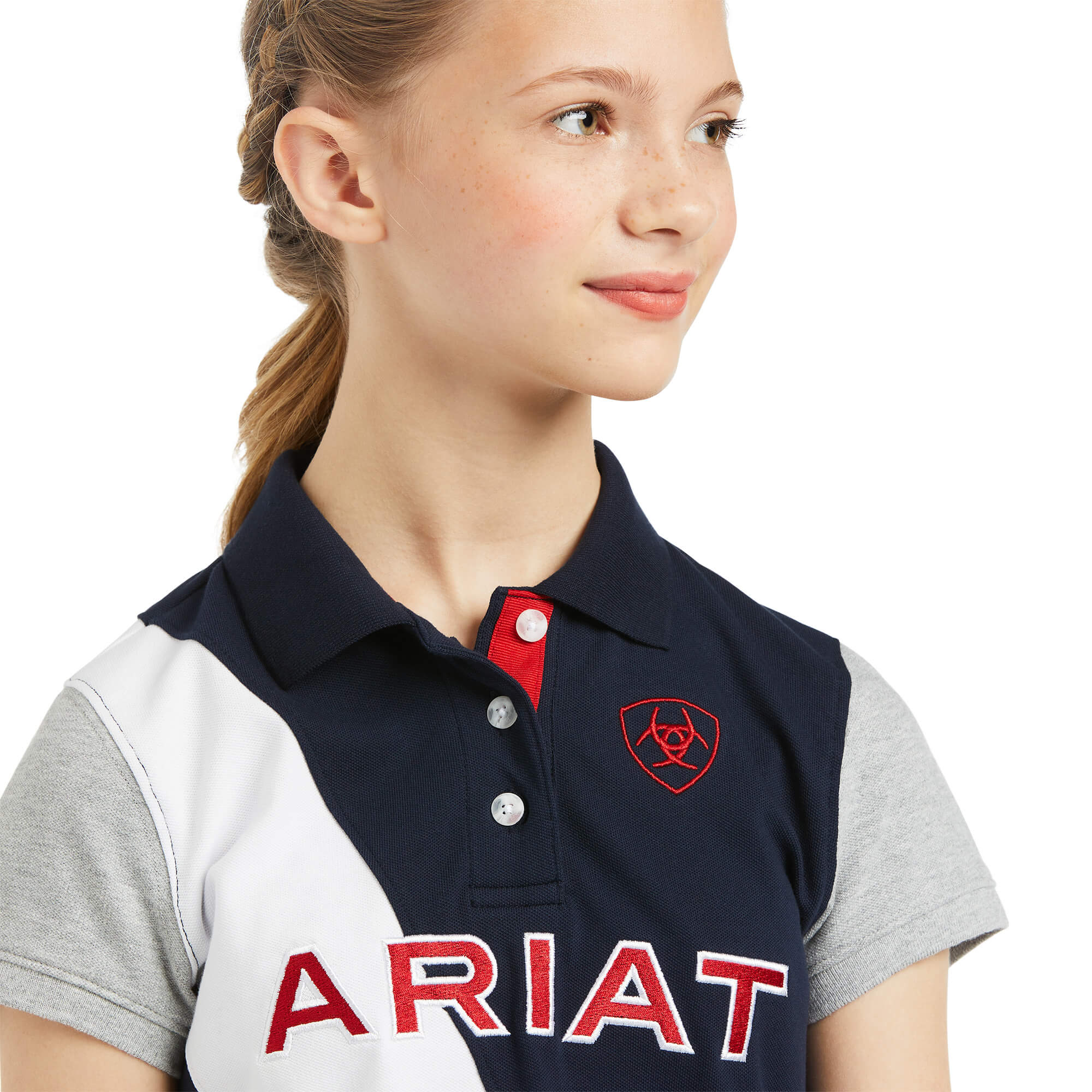ARIAT Kids Taryn Button Polo Shirt - Team Navy