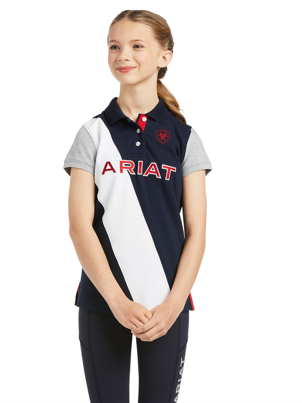 40% OFF - ARIAT Kids Taryn Button Polo Shirt - Team Navy - Size: SMALL (Age 8)