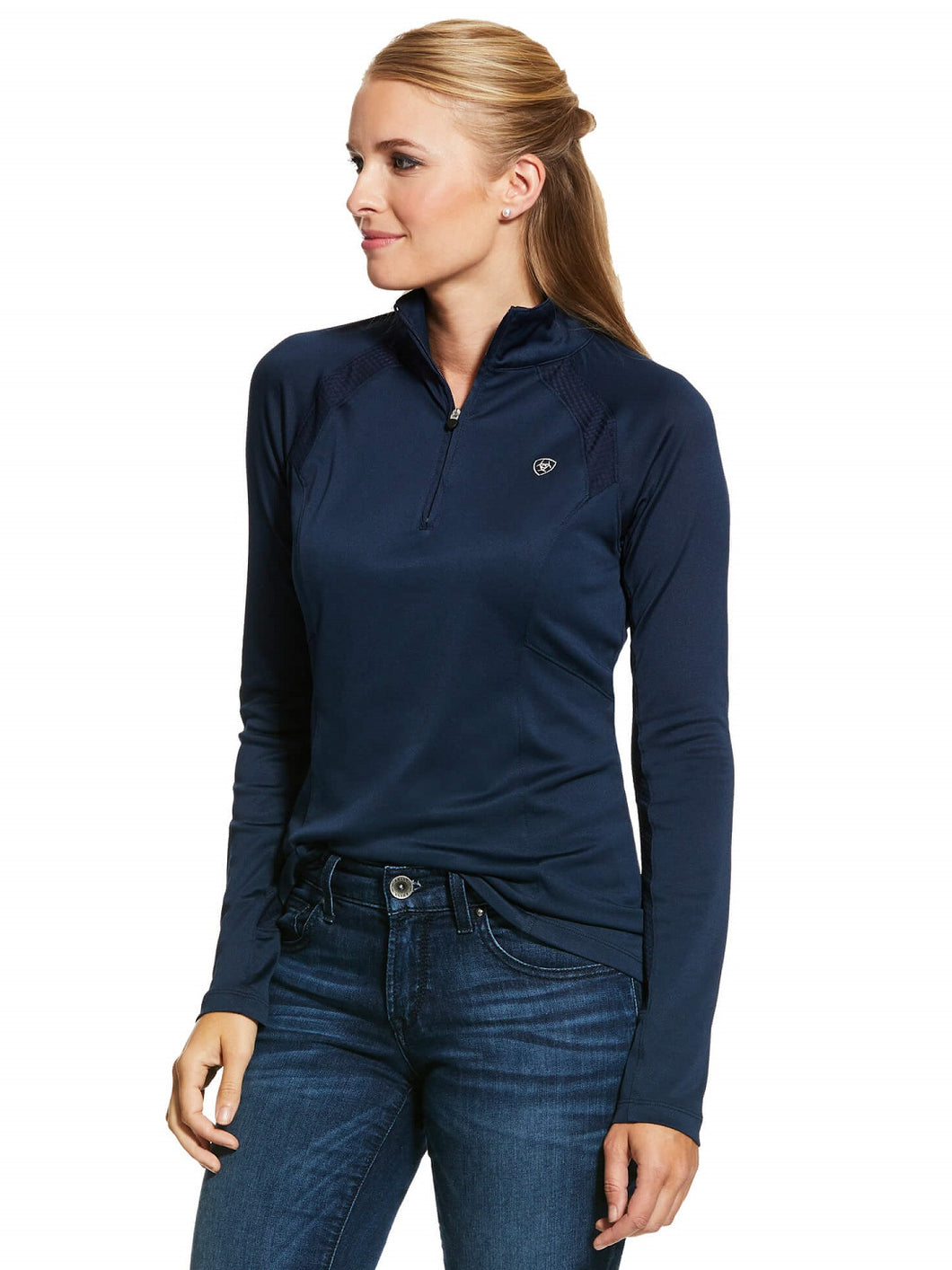 50% OFF - ARIAT Sunstopper 2.0 1/4 Zip Baselayer - Womens - Navy - Size: XL Ariat