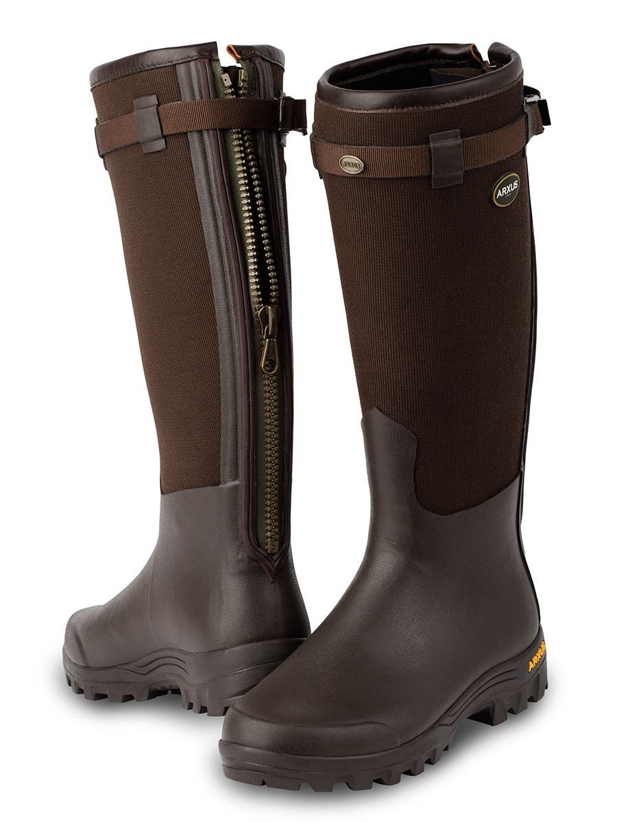 ARXUS Primo Country Zip Wellington Boots - Neoprene Lined - Olive (Brown)